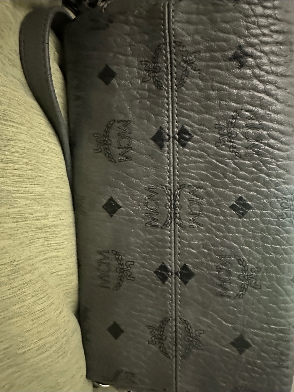 MCM Gray Logo Drawstring Backpack - Picture 4 of 6